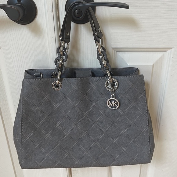 Michael Kors Cynthia Saffiano Satchel Grey